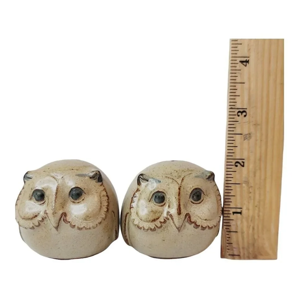 Vintage Art Pottery Ceramic Stoneware Owls Salt and Pepper Shakers UCTCI READ‎